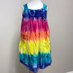 Pandemonium rainbow tie dye side pocket sundress size 5